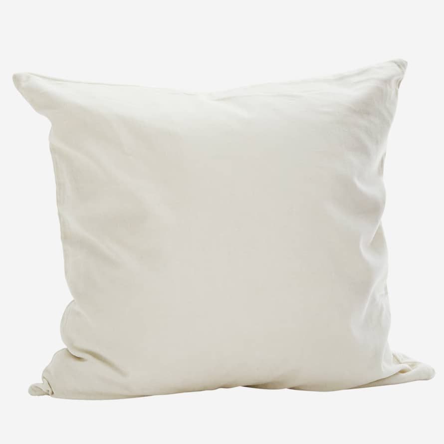 Madam Stoltz Off White Cotton Velvet Cushion