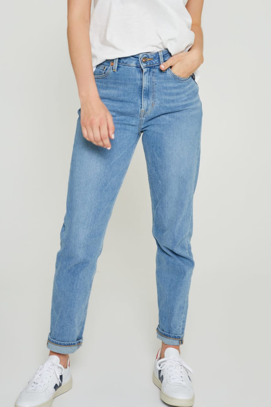 Kuyichi Faded Blue Cotton Nora Mom High Waist Jeans