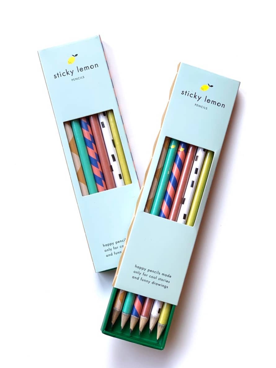 Sticky Lemon Set of 6 Pencils