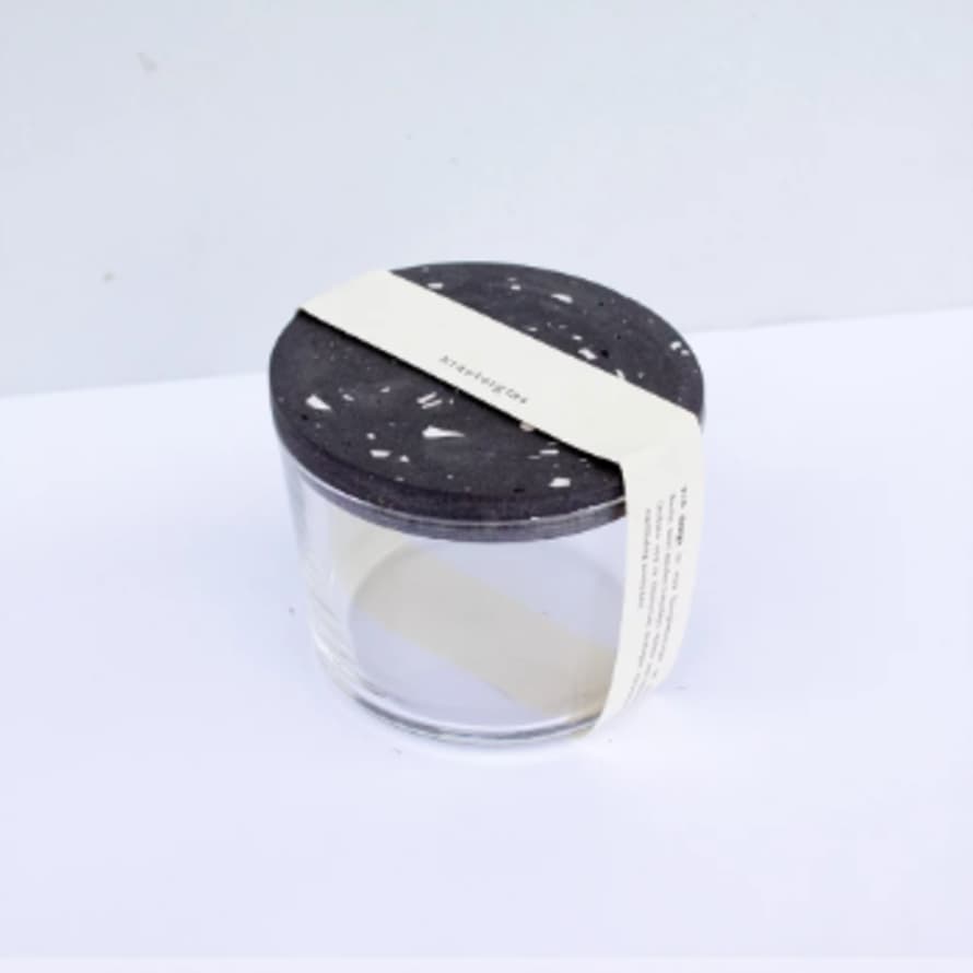 VLO Design Small Herbal Glass Jar with Black Tarrazzo Lid
