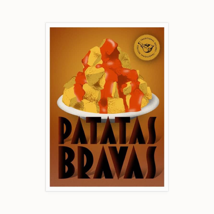 casa atlantica Patatas bravas - Traditional recipes postcards 