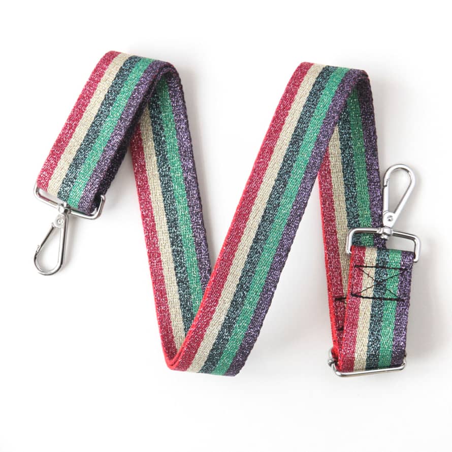 Caroline Gardner Metallic Rainbow Webbing Handbag Strap