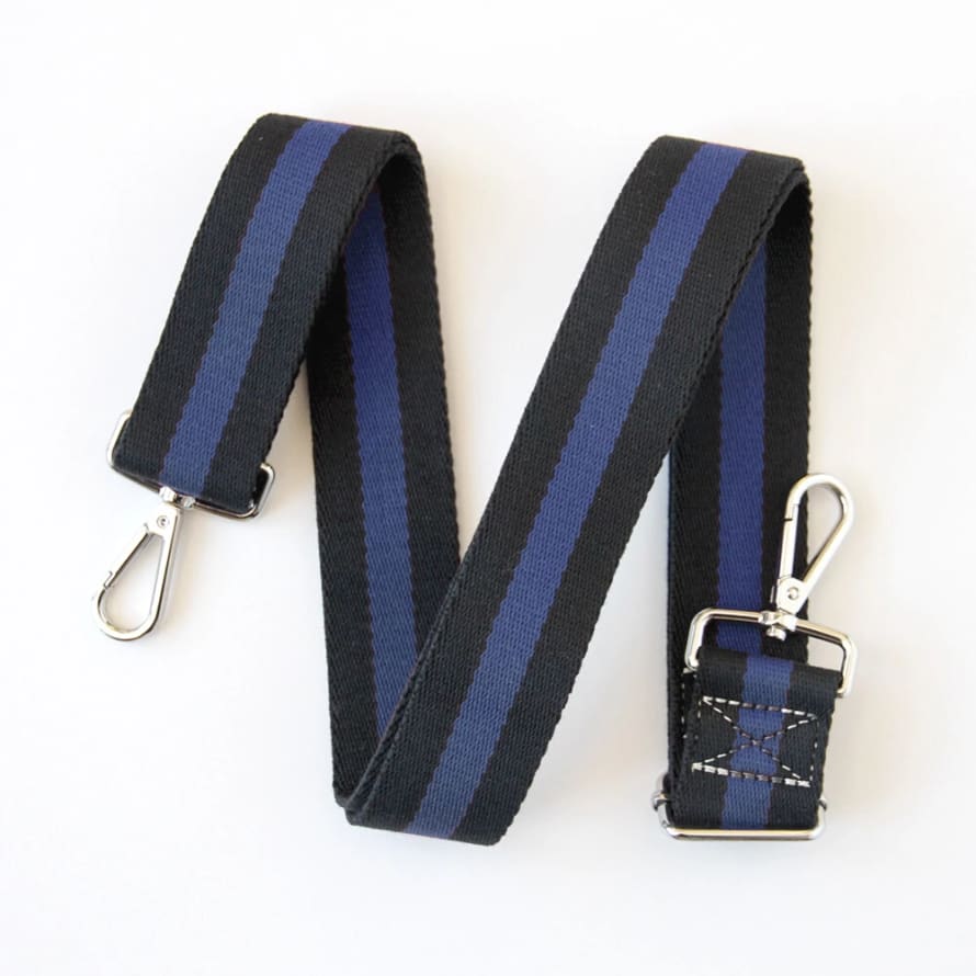 Caroline Gardner Black and Navy Webbing Handbag Strap