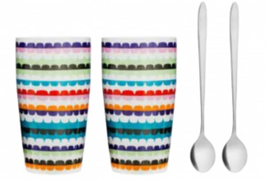 Sagaform Set of 2 Pop Latte Mugs with Spoon 