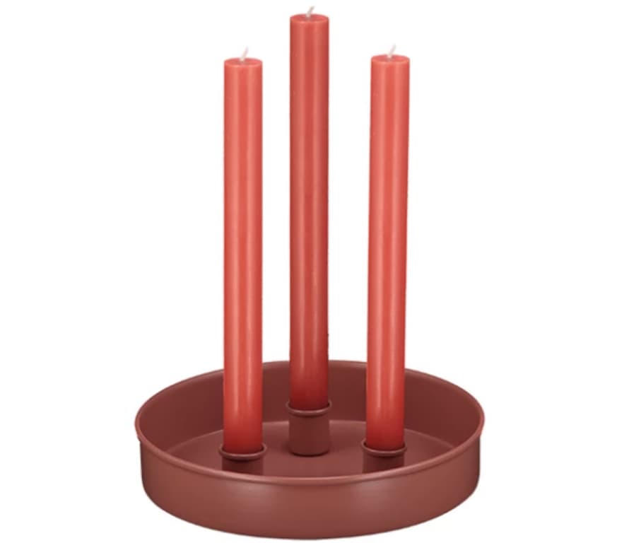 British Colour Standard Small Round Candle Platter- Brick Dust