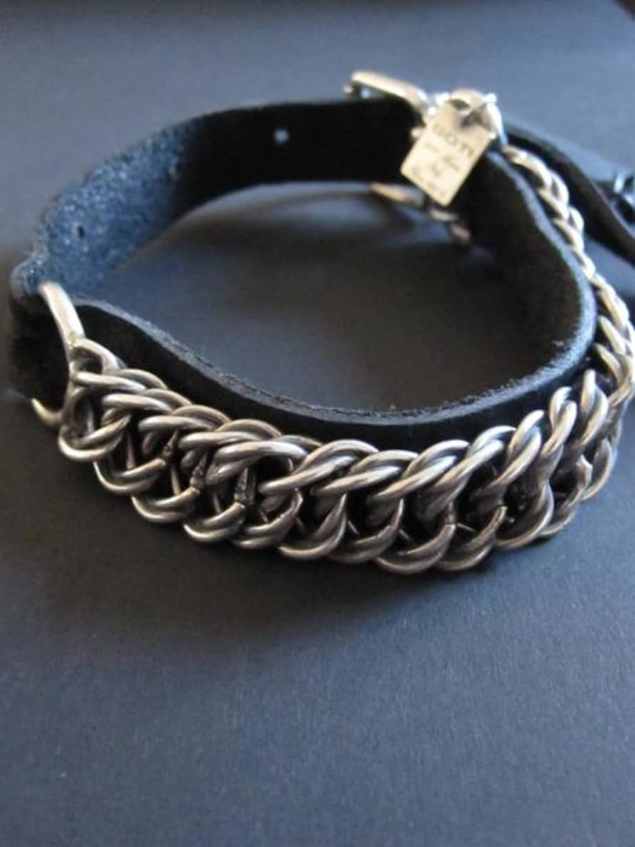 Goti 925 Silver And Leather Bracelet Br 188