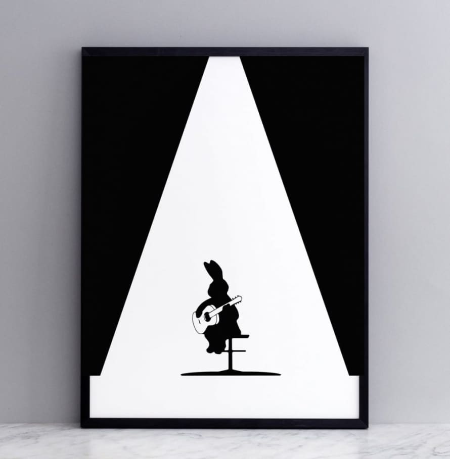 HAM Guitar Rabbit Print with Frame