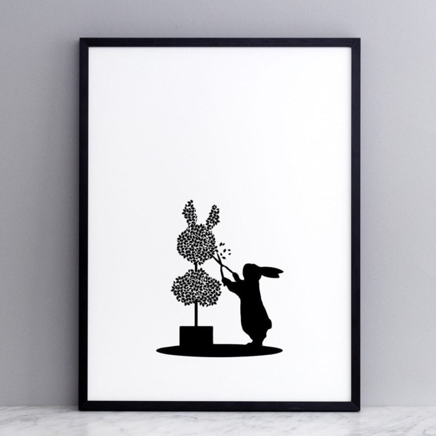 HAM 30 x 40cm Topiary Rabbit Print with Frame