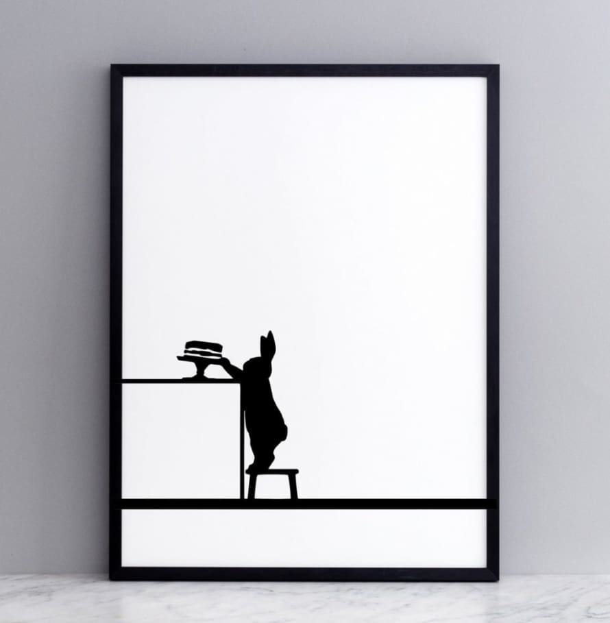 HAM 30 x 40cm Cake Loving Rabbit Print with Frame