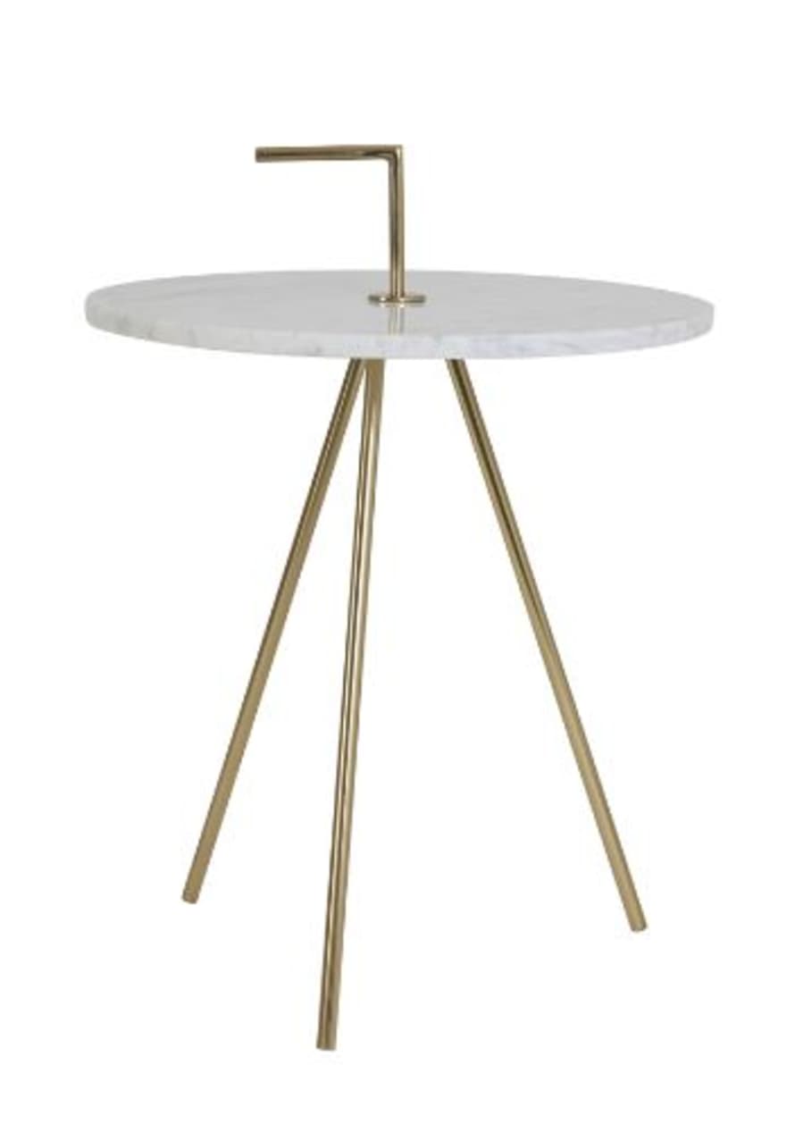 Silverview White/Brass Hold Me Marble Sidetable Ø42.5