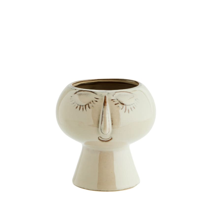 Madam Stoltz Small Ceramic Pot with a Face Imprint