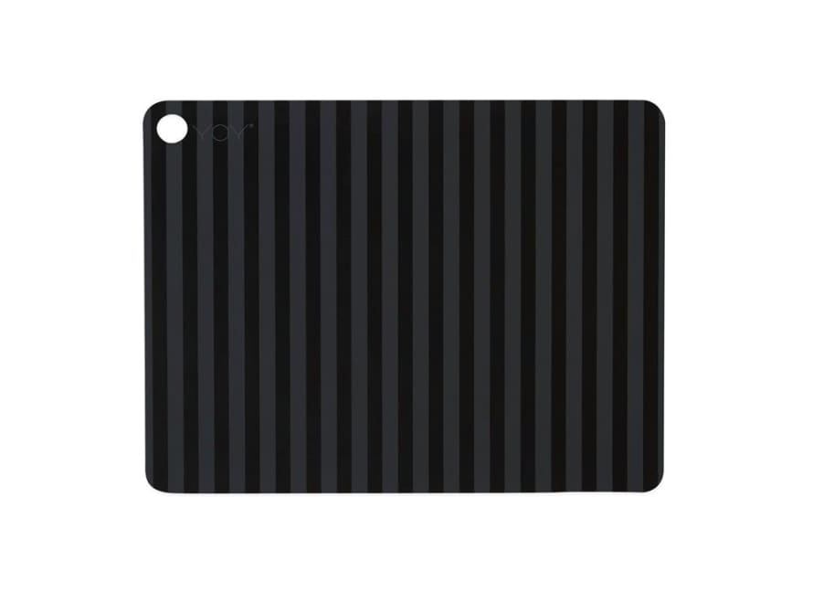 OYOY Set of 2 Anthracite Stripe Tire Placemat