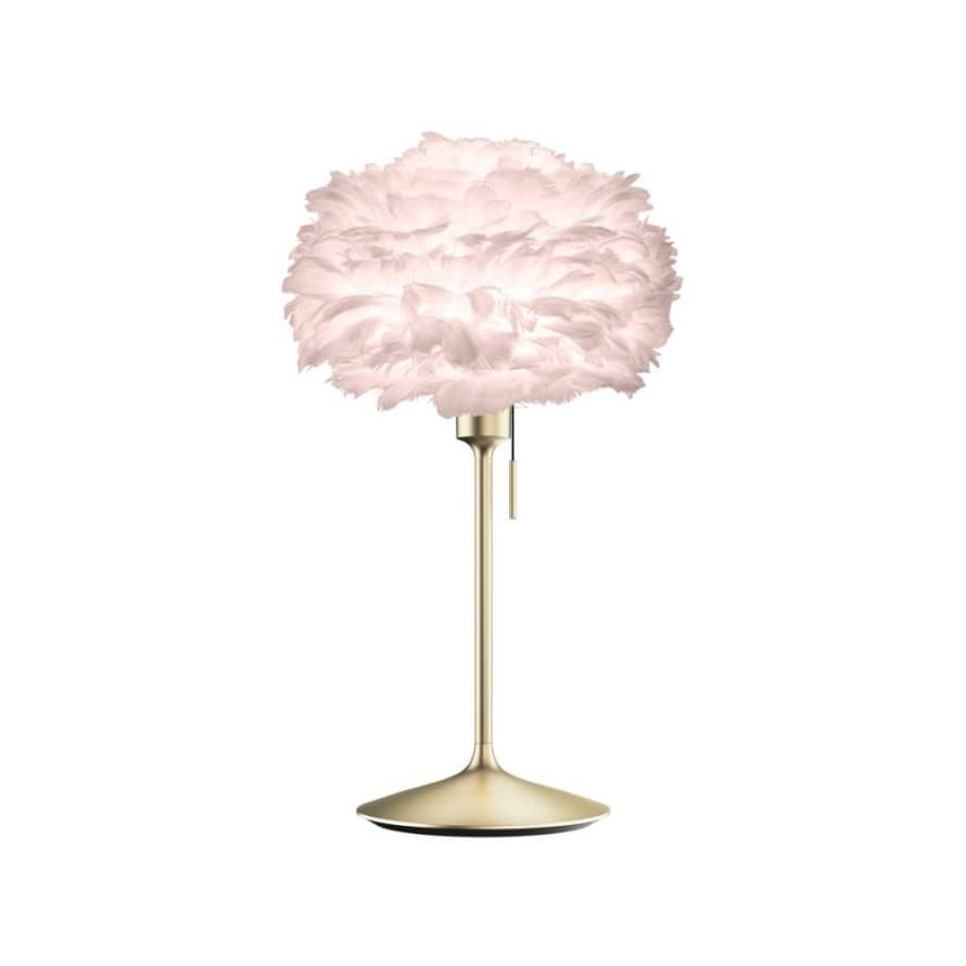 UMAGE Mini Light Rose Feather Eos Table Lamp with Brushed Brass Santé Stand