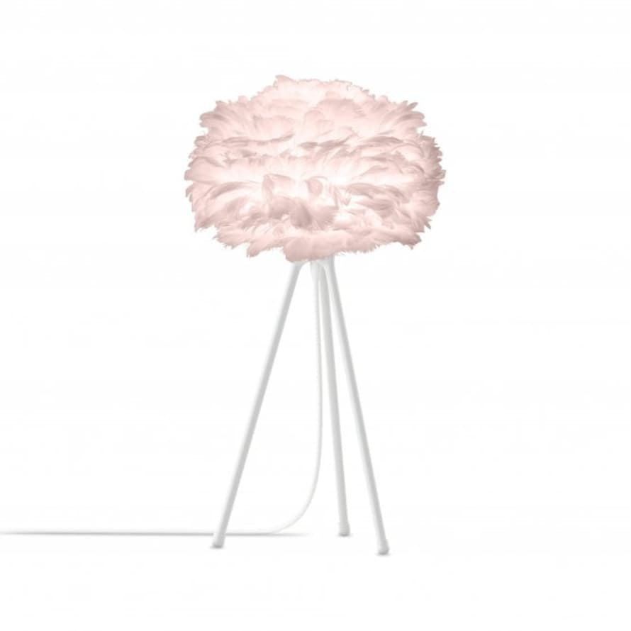 UMAGE Mini Light Rose Feather Eos Table Lamp with White Tripod