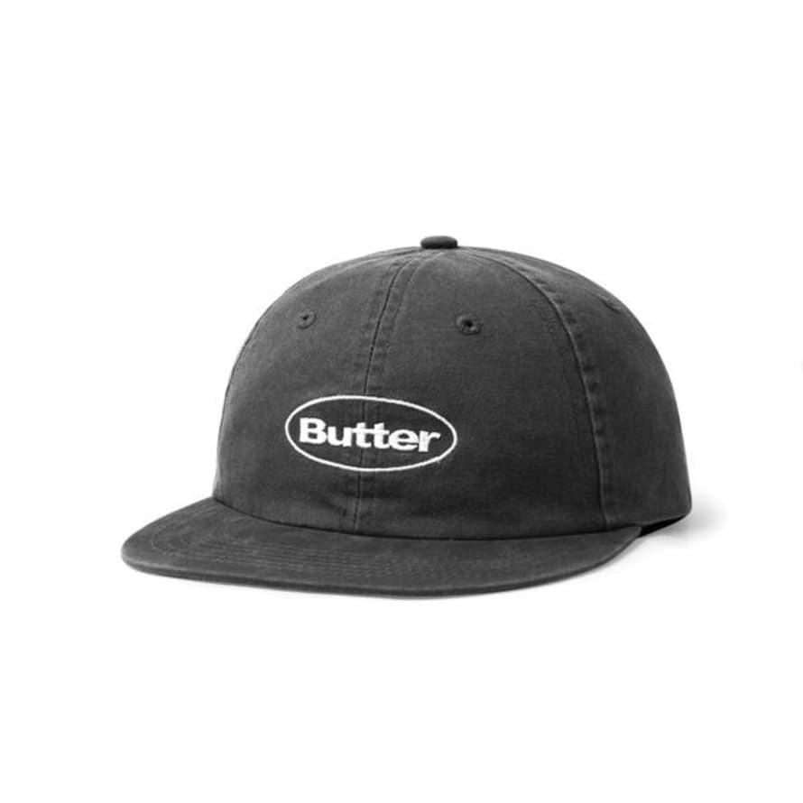 BUTTERGOODS Washed Badge 6 Panel Cap Black