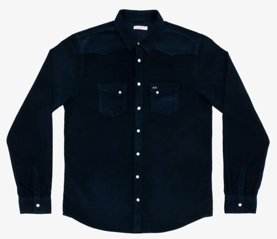 Sun68 Navy Blue Corduroy Texana Shirt