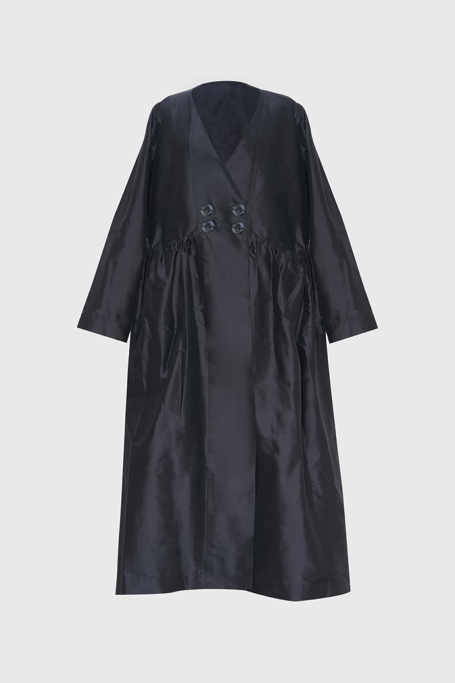 SEI x BIAAF Arratia Long Coat in Black Silk