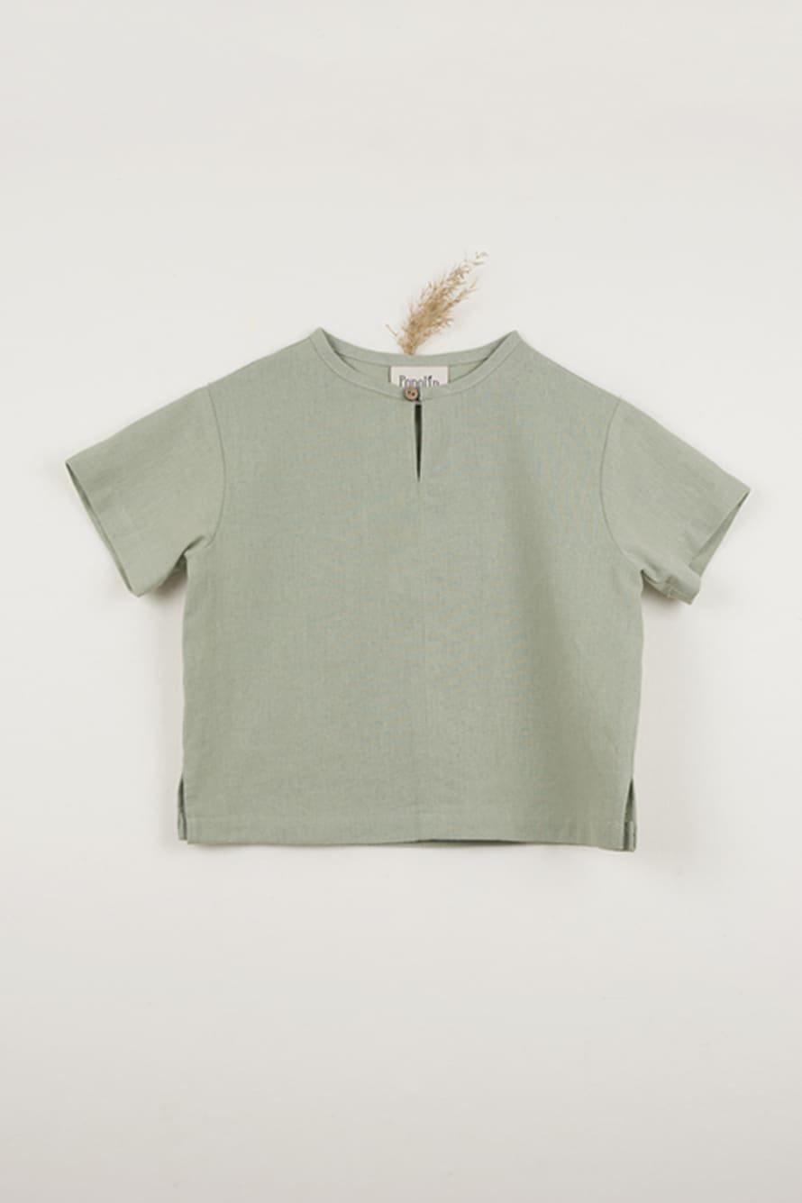 Popelin Green Short Sleeve Child Shirt