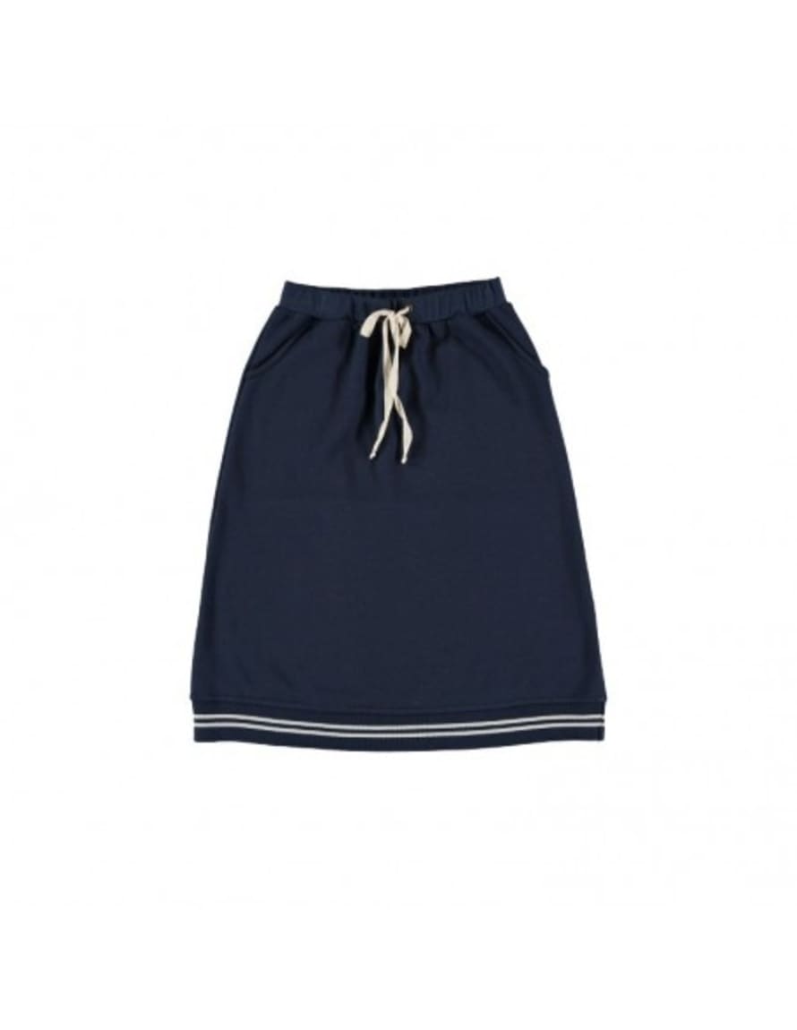 Belle Chiara Navy Blue Plush Marine Midi Skirt