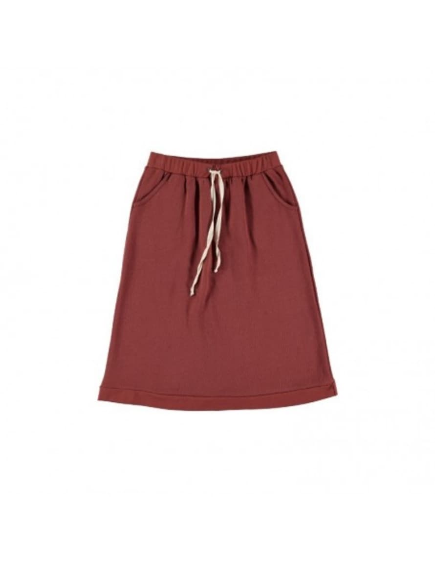 Belle Chiara Burnt Red Brown Boiler Plush Midi Skirt