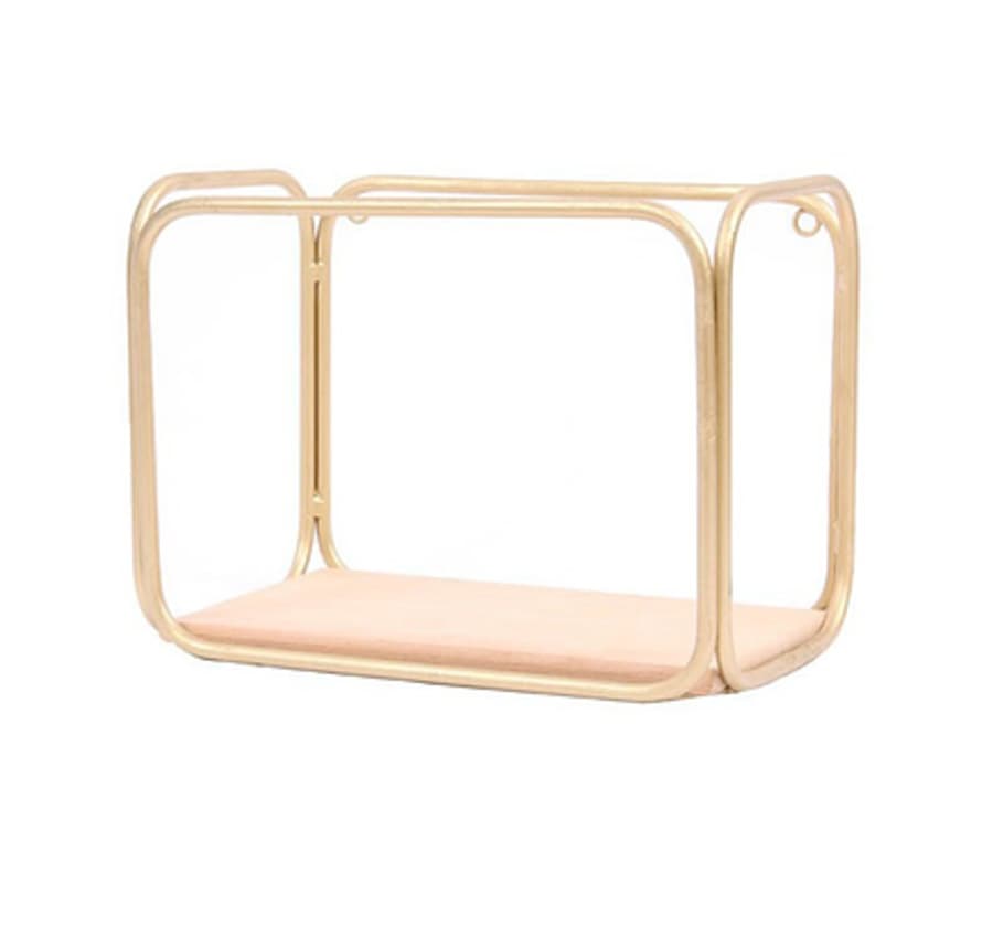 Honore Deco 30 x 19 x 24cm Brass Shelf Tube