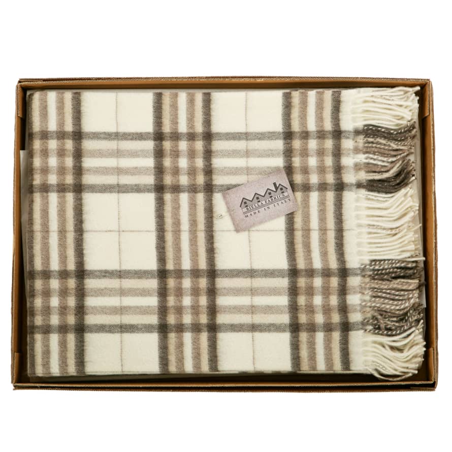 Biella Fabrics Plaid Cashmere Throw