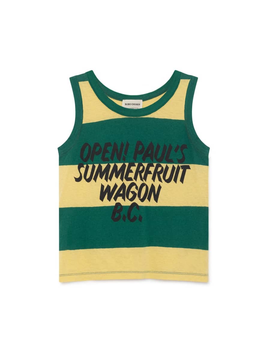 Bobo Choses Yellow and Green Open Linen Tank Top