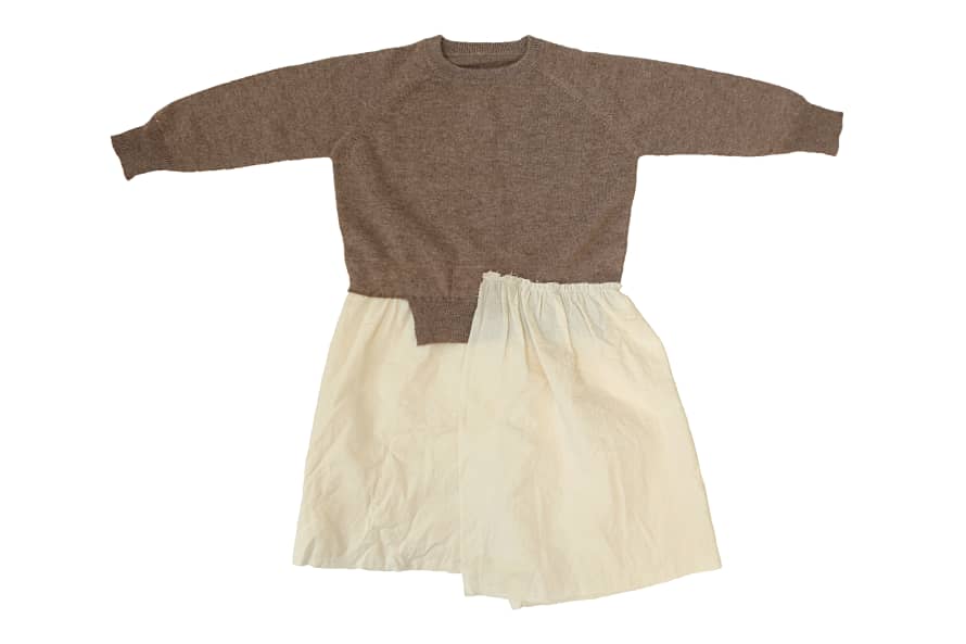 Tambere Beige and Gray Mocha Combi Dress