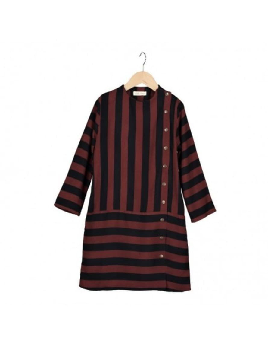 Belle Chiara Black and Brown Striped Caldera Dress