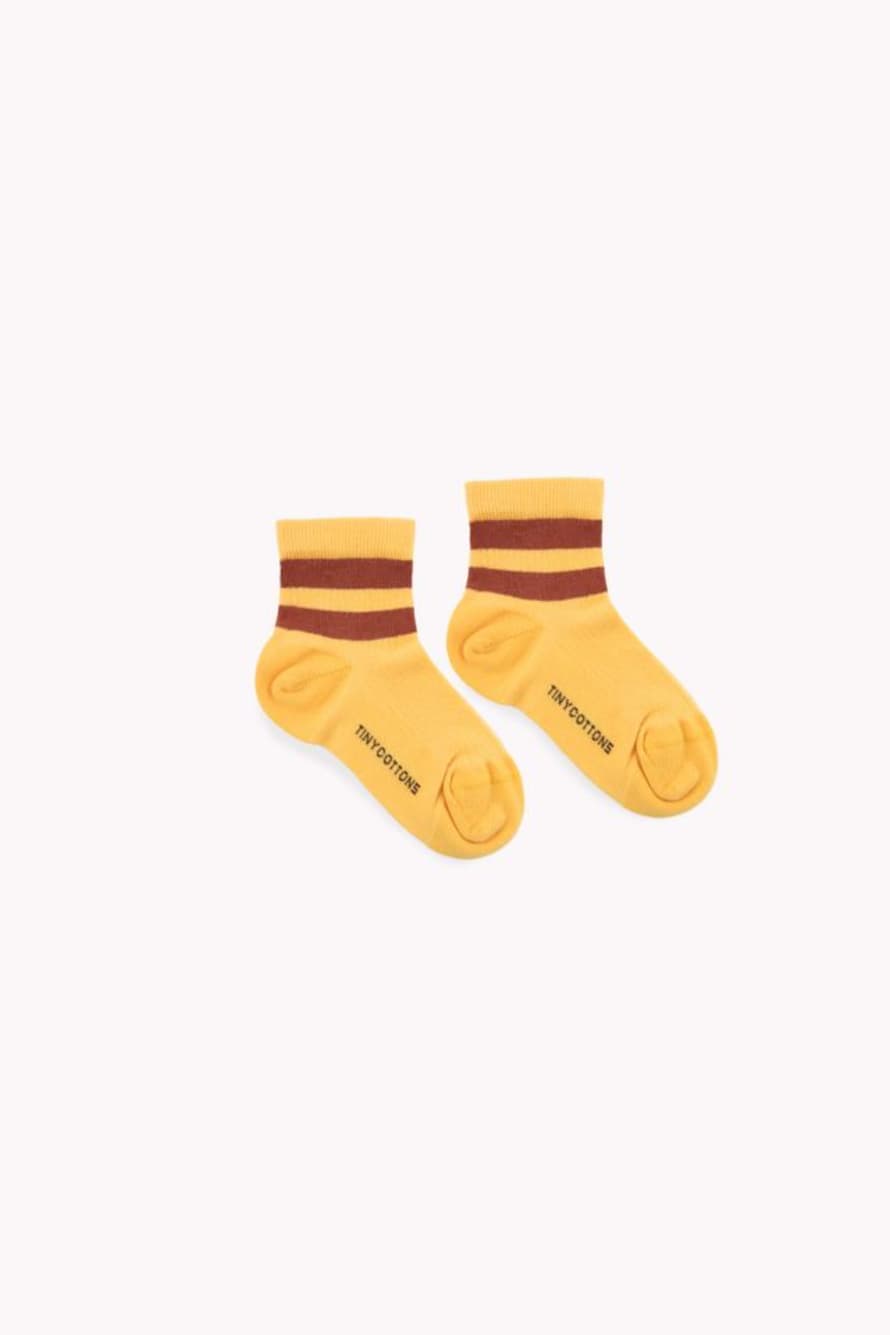 Tinycottons Yellow and Brown Stripes Quarter Rib Socks