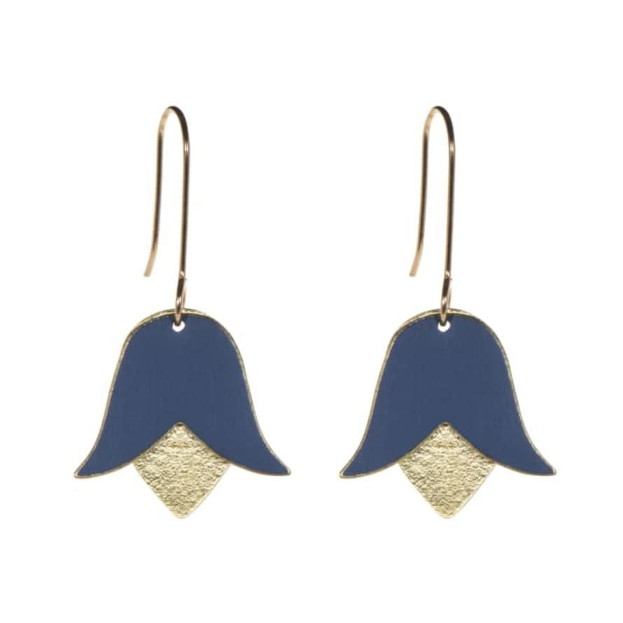 Just Trade  Navy John Soane Flower Earrings