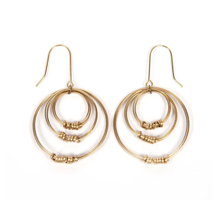 Just Trade  Brass Ribbon Triple Hoop Earrings