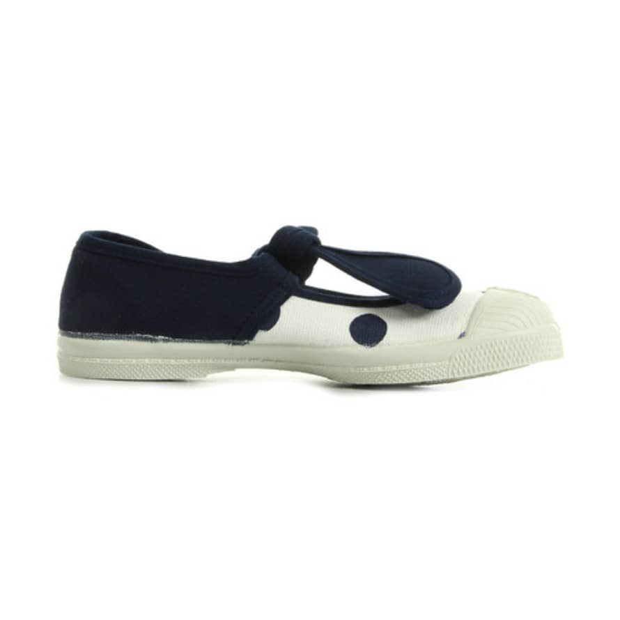 Bensimon White and Navy Blue Polka Dot Shoe