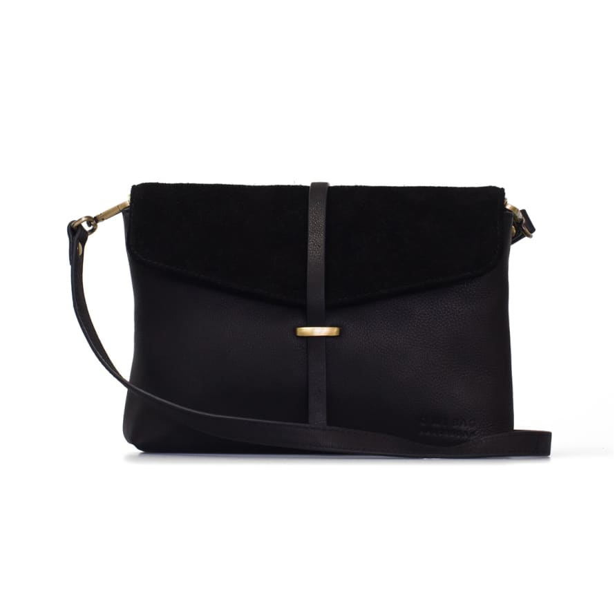 O My Bag  Ella Midi Black Soft Grain Leather Bag