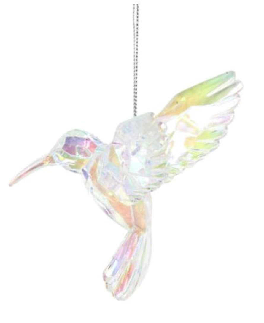 Set of Two Rainbow Hummingbirds - Clear & Pink