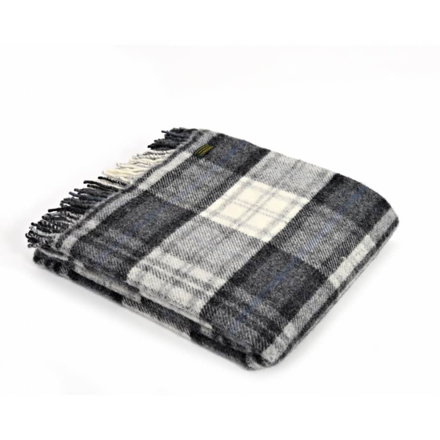 Tweedmill Grey Cottage Check Pure New Wool Throw 150cm x 183cm