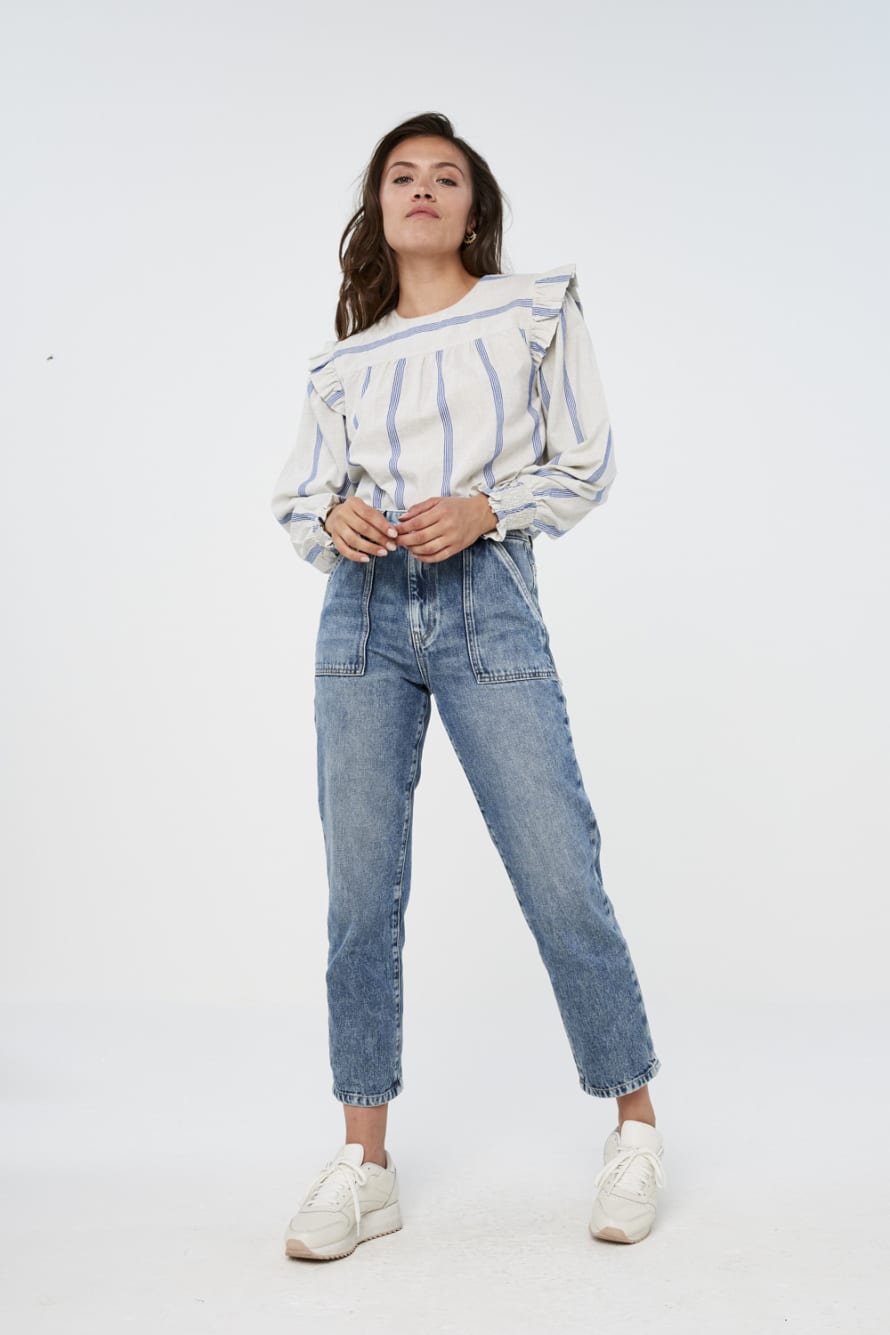 by-bar mila striped blouse powder blue