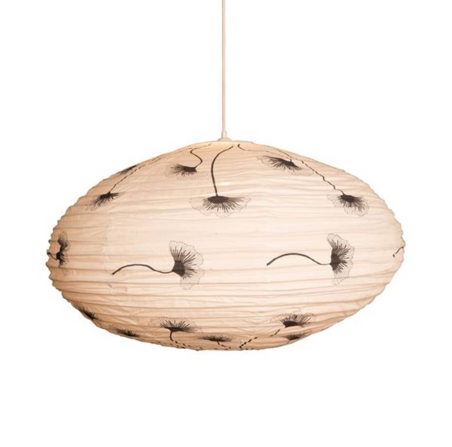 Curiouser and Curiouser Large 80 Cm Black And Cream Ginkgo Cotton Pendant Lampshade