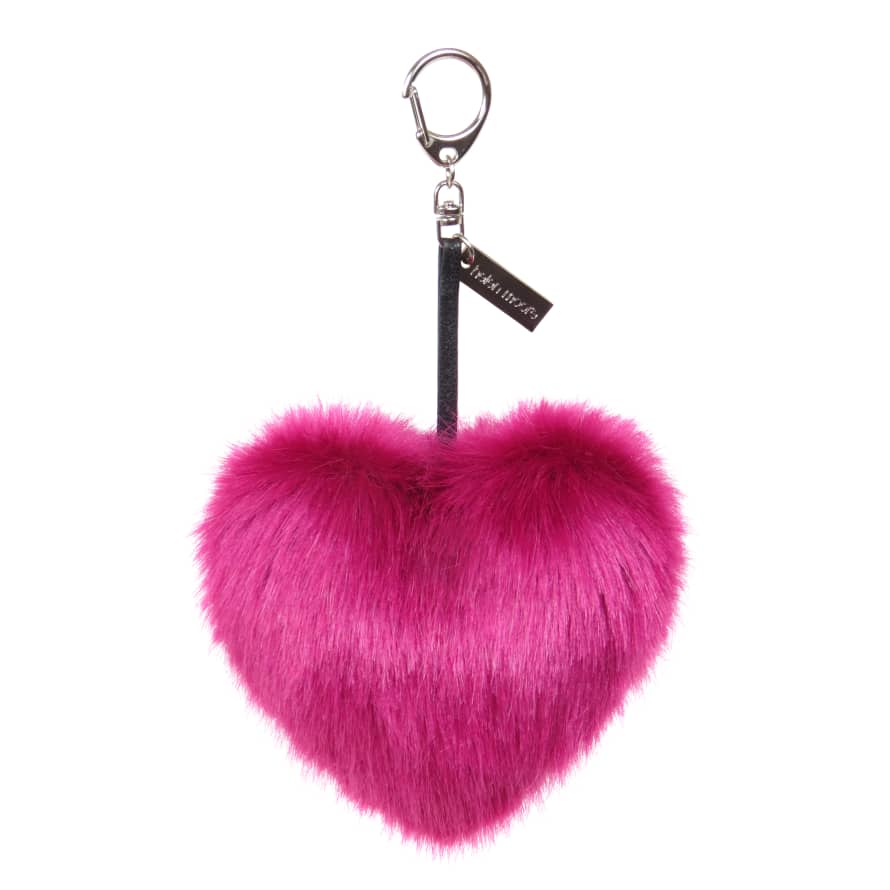 Faux Fur Luxury Heart Keyring Magenta