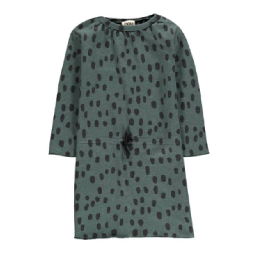 douuod 14 Years Green Polka Dot Muleton Dress