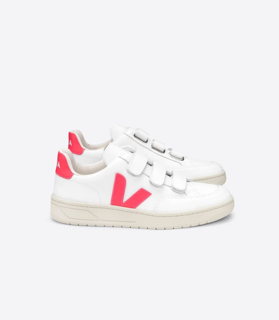 Veja V Lock Leather Extra White Rose Fluo Sneakers