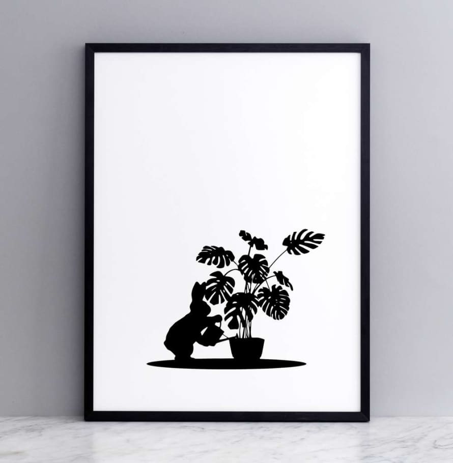 HAM 30 x 40cm Watering Rabbit Print with Frame