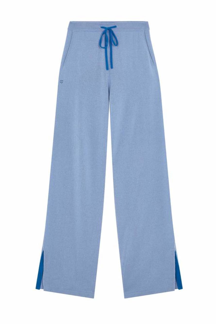 Chinti & Parker Sky Blue Split Side Wool Cashmere Track Pants