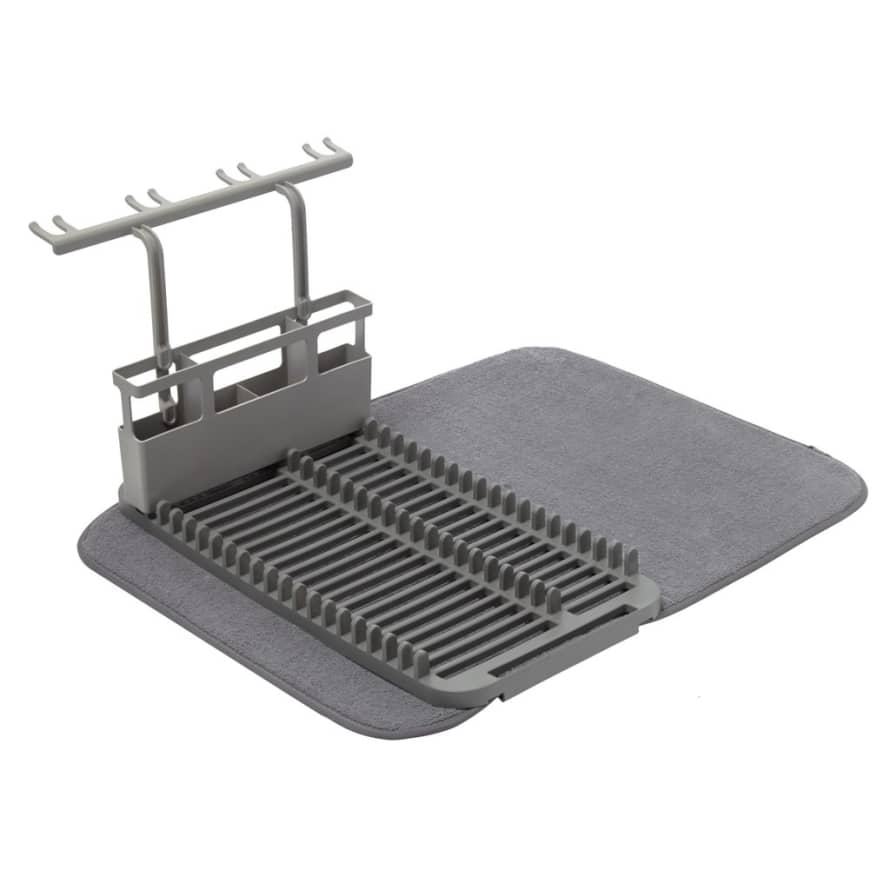 Umbra Charcoal Grey Udry Dishrack with Microfibre Drying Mat