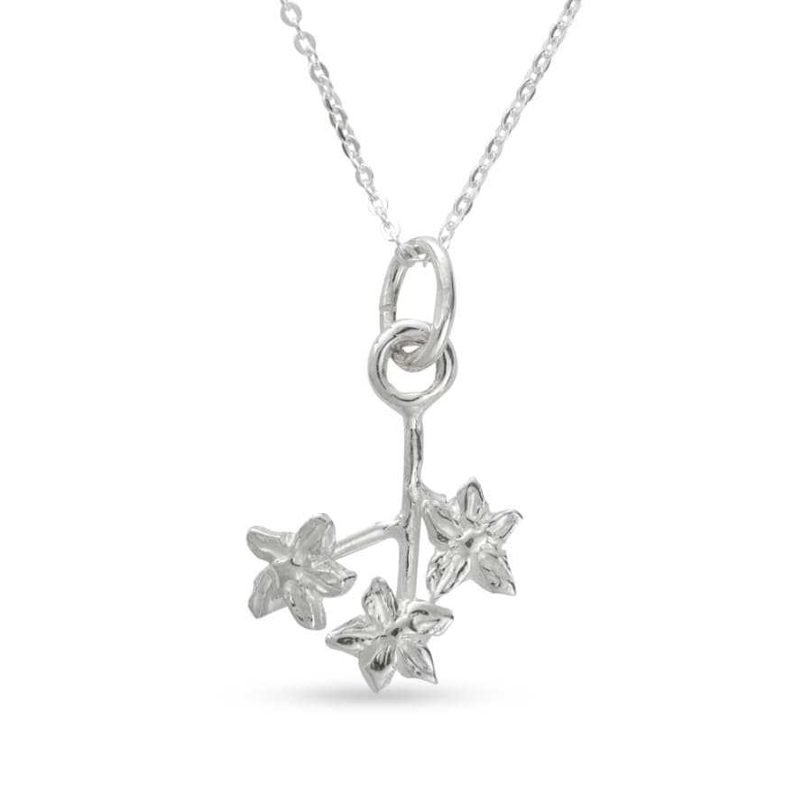 Blackbird London Wild About Flowers Sterling Silver Forget Me Not Posey Necklace