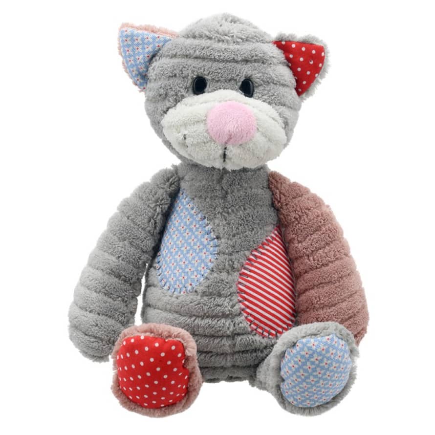 Wilberry Grey Patchwork Cat Soft Toy