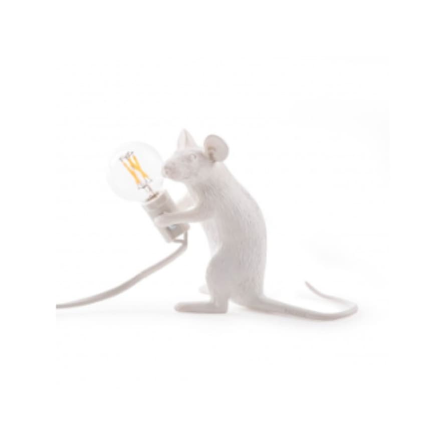 Seletti White Sitting Mouse Lamp