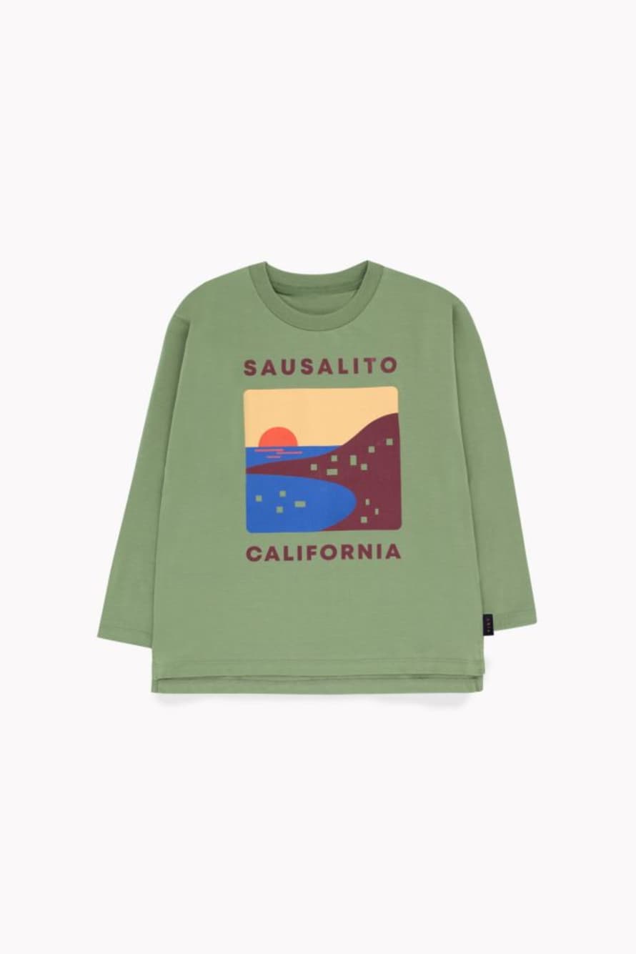 Tinycottons Green Wood and Aubergine Sausalito Long Sleeves Tee