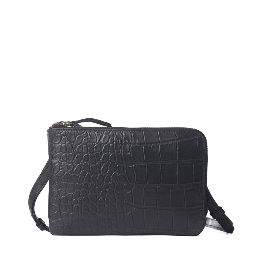 O My Bag  Black and Croco Lola Crossbody Bag