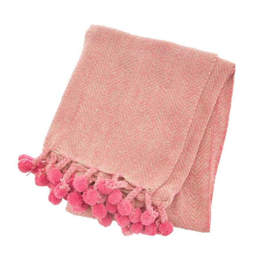 Sass & Belle  Pink Herringbone Blanket Throw